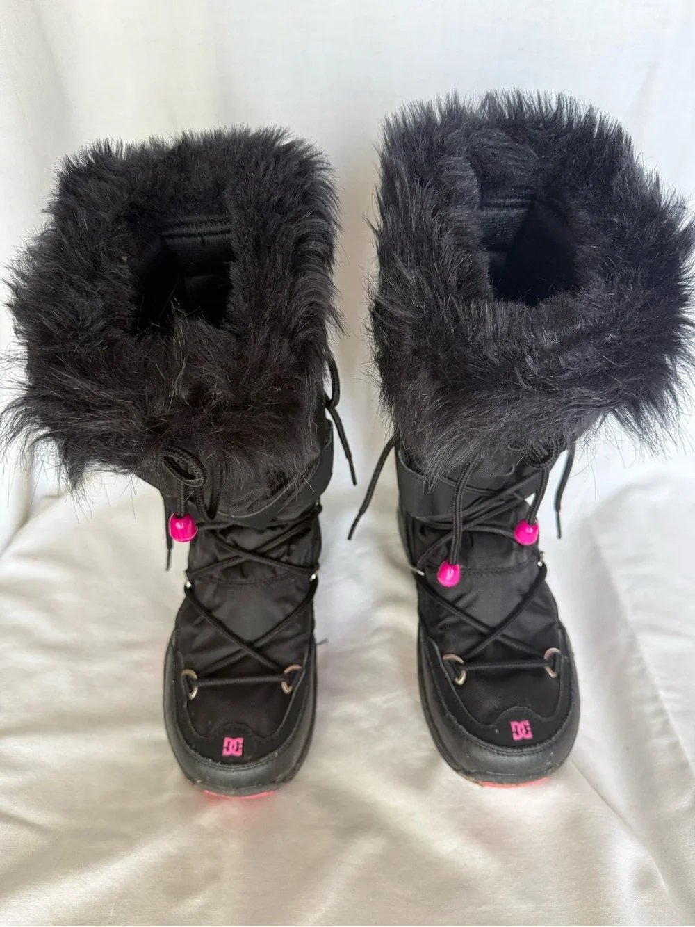 Vintage DC Chalet Snow Boots Kids Youth Size L 4K/5K Black Crazy Pink Y2K
